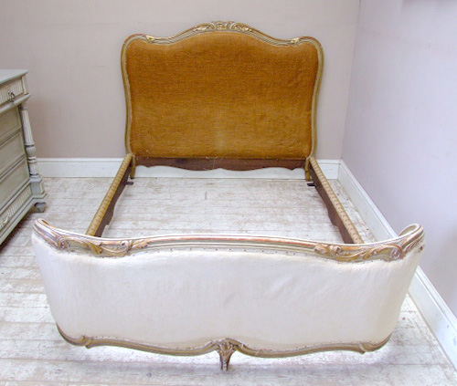 French gilded frame antique bed before upholstery