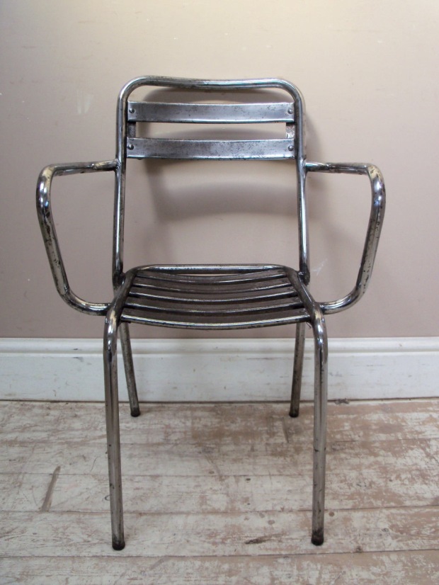 Shiny polished vintage French Bistro chair with arms