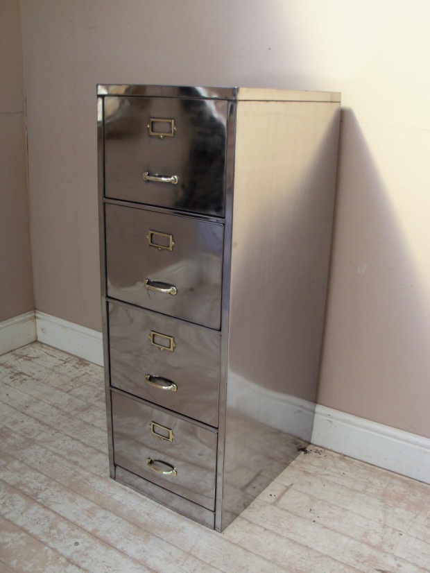 shiny polished vintage office cabinet side shot